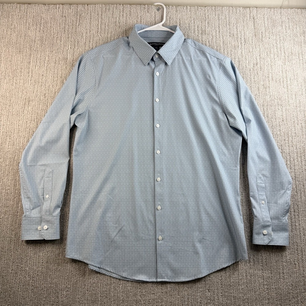 Mizzen Main Leeward Button Up Shirt Men's Size Large TRIM Fit Blue